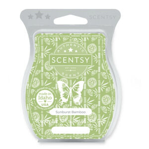 Scentsy Sunburst Bamboo Wax Bar New Cucumber Peony Fresh Green Melt